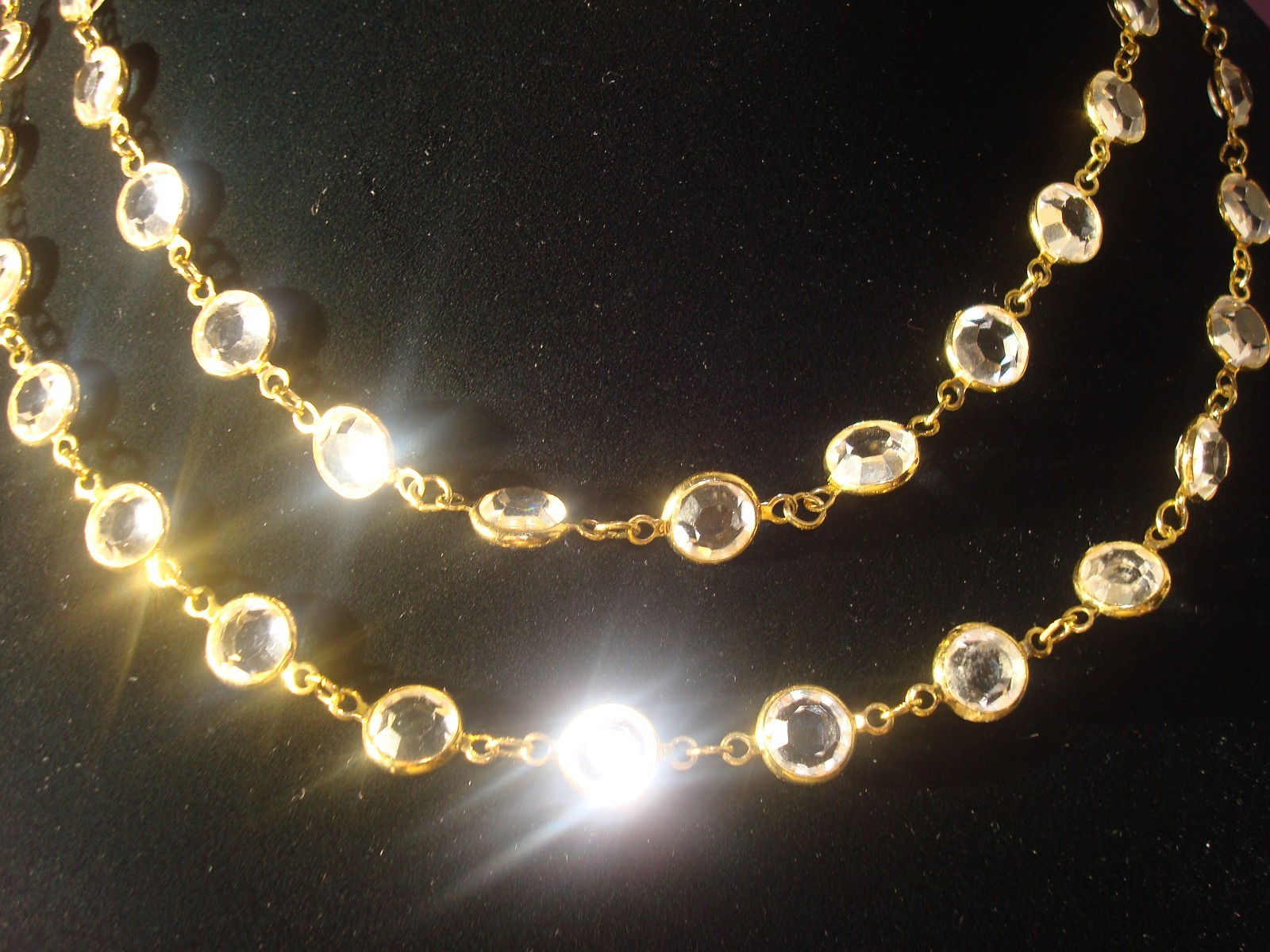 SWAROVSKI SWAN SET/LOT CLEAR CRYSTAL BEZEL NECKLACE 36″&EARRINGS,CLUSTER,DANGLE