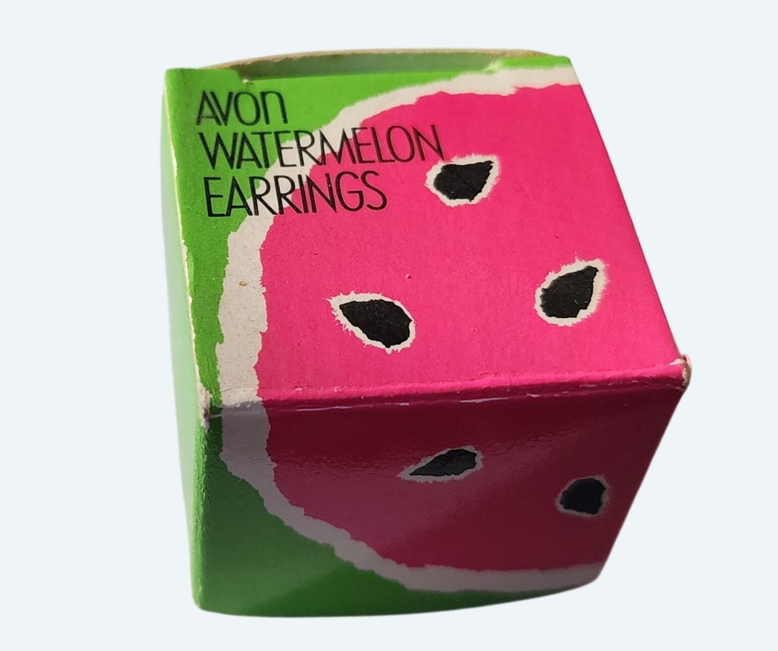 1987 Avon Watermelon Design Earrings Studs Acrylic & Metal Vtg Unused Stock