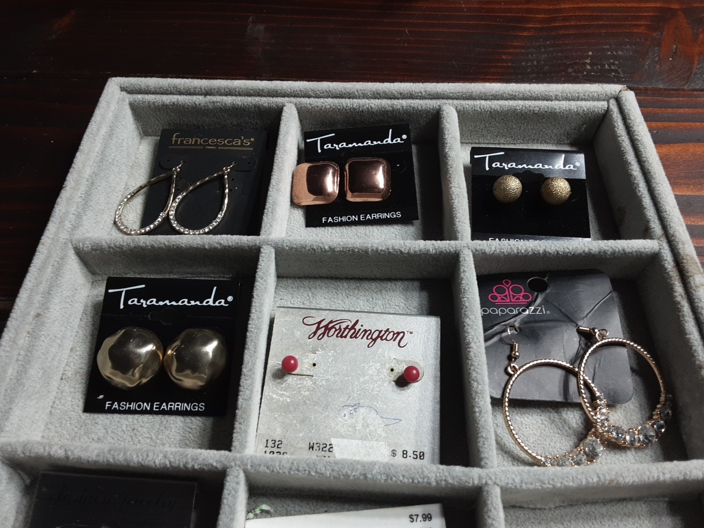 Earring Gold Silver Rose Tone Lot of 12 Pair New Old Stock Pierce Vtg Jewerly