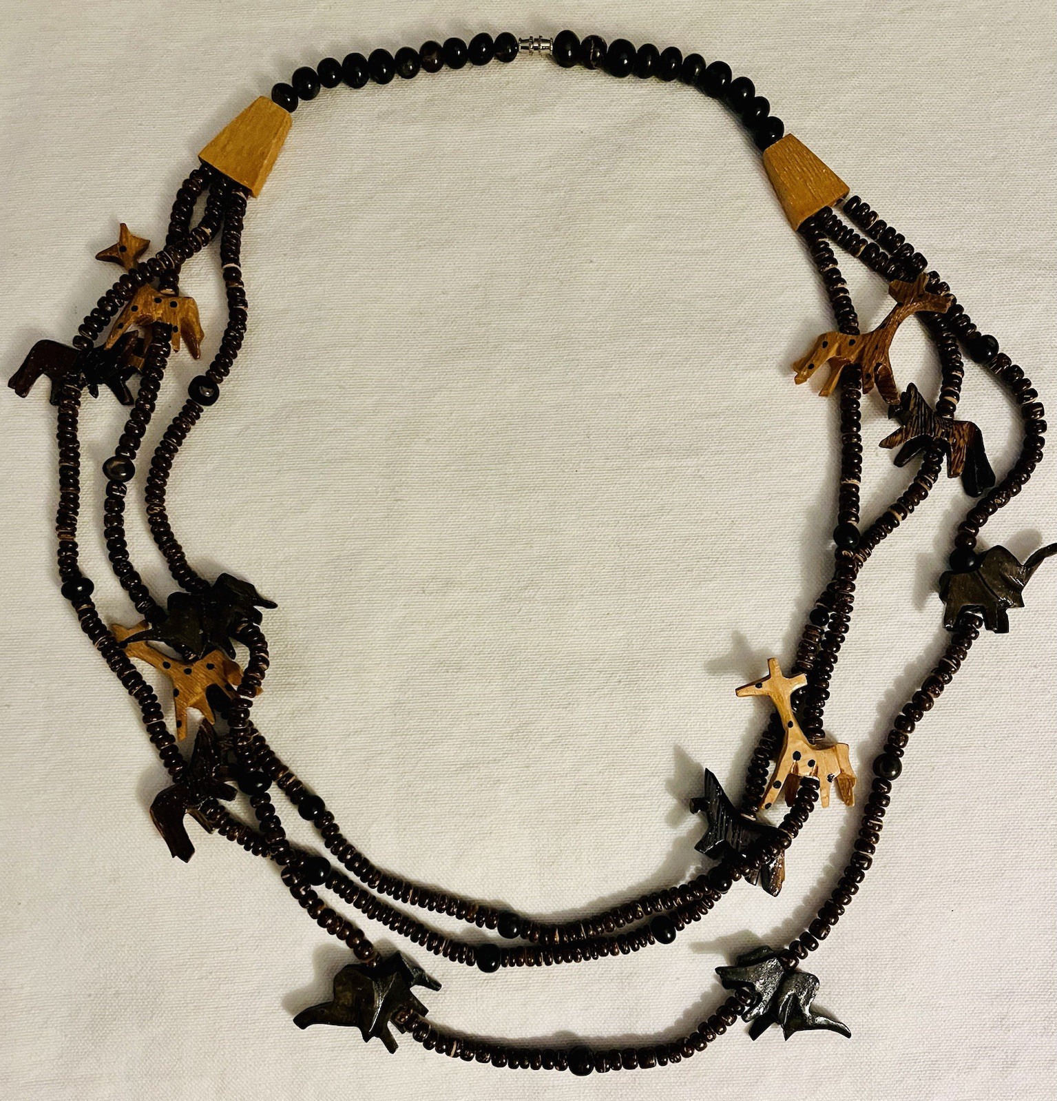 Vintage Estate Multi-Strand Safari Animals Tribal African Necklace Multi Tone