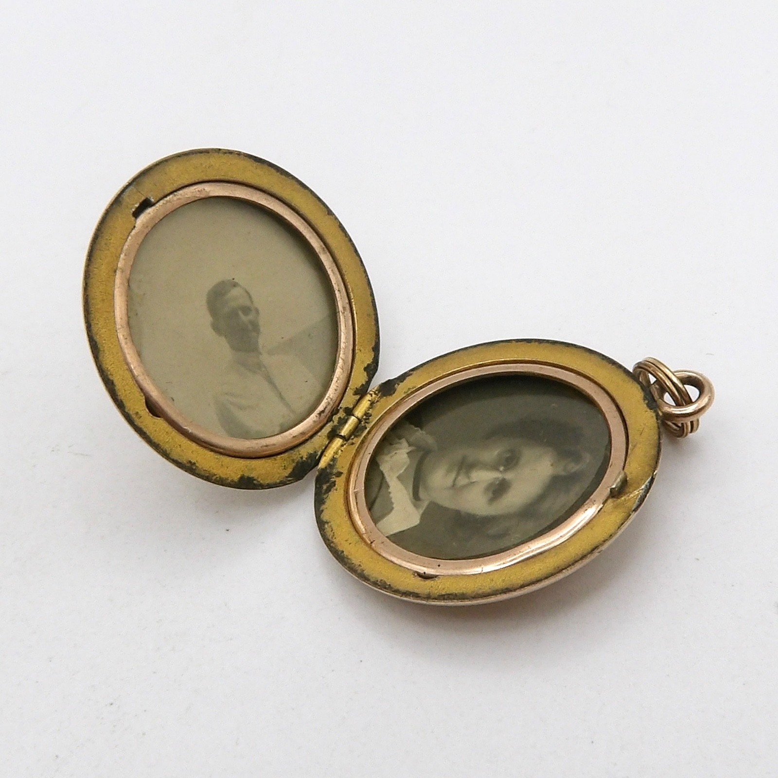 Antique 14k Gold Shell Photo Locket Charm Pendant RBC Old Pictures Inside W&Hco