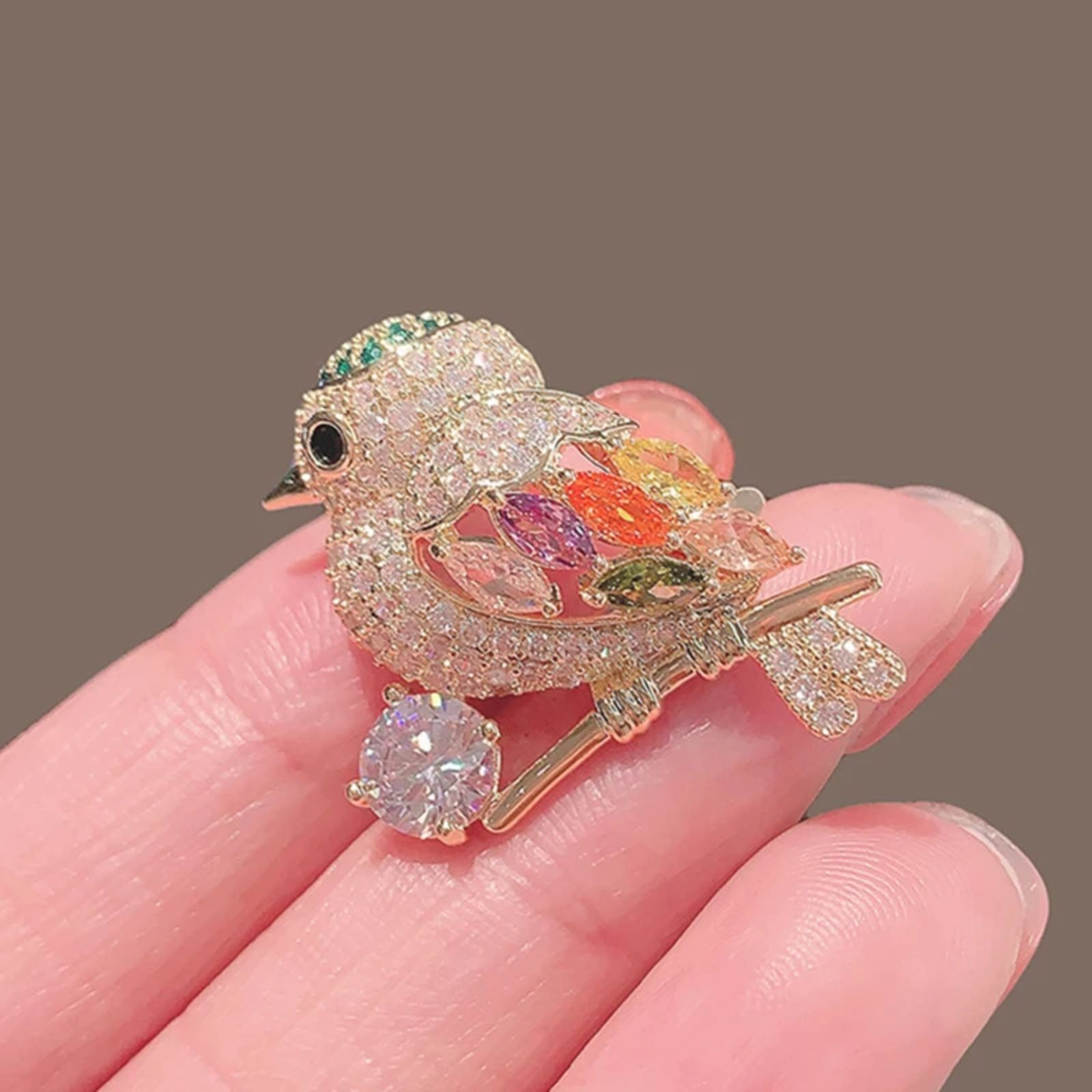 Sparkling Magpie Bird Brooch Pin-Rhinestone Crystal Jewelry for Women Dress/Coat