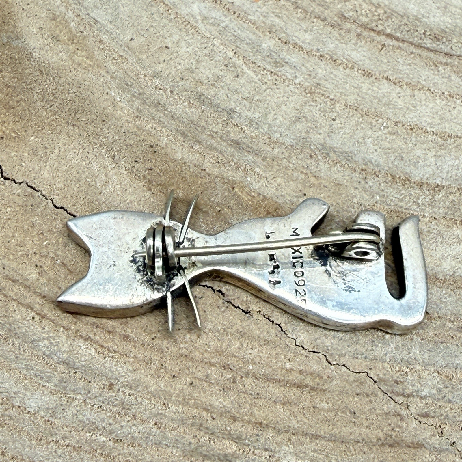 Vintage Mexico 925 Sterling Silver Cat Brooch Modernist Kitty Pin Cat Lovers