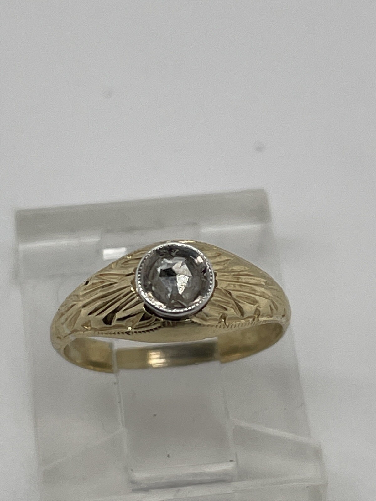 Vintage 14k Yellow Gold .06 Ct Rose Cut Diamond Baby Ring Size 1/2 – 1.4 Grams