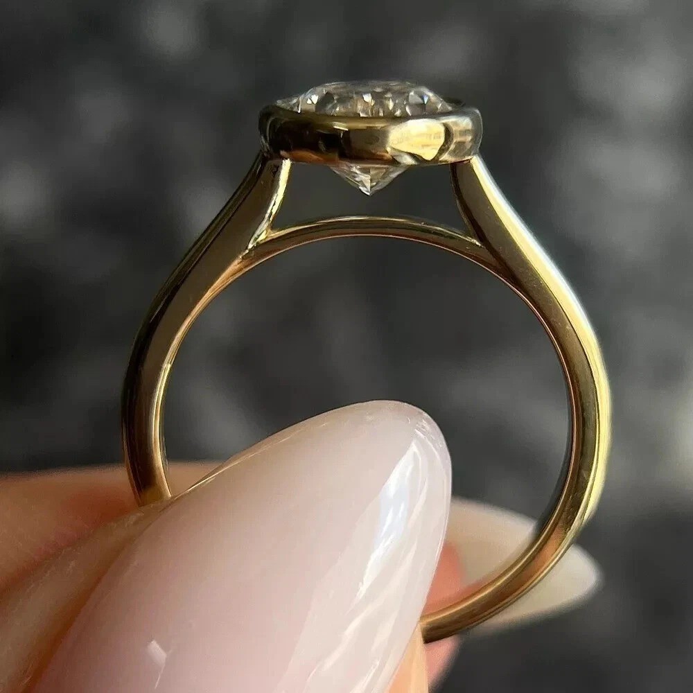2.25Ct Oval Cut Lab Created Diamond Engagement 14K Gold Finish Solitaire Ring