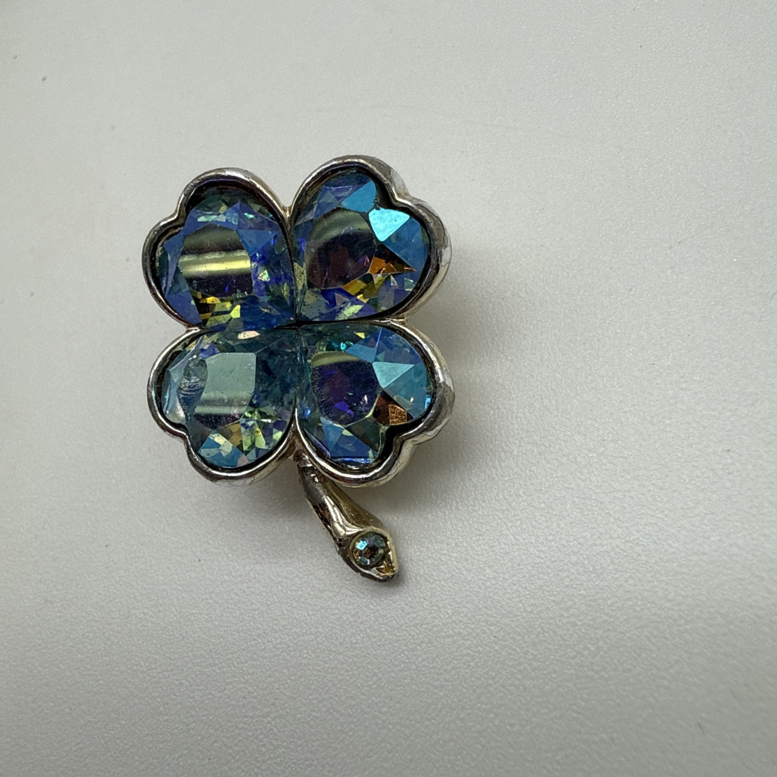 Estate Vintage Signed WEISS Clear Rhinestone Floral Brooch USA Seller