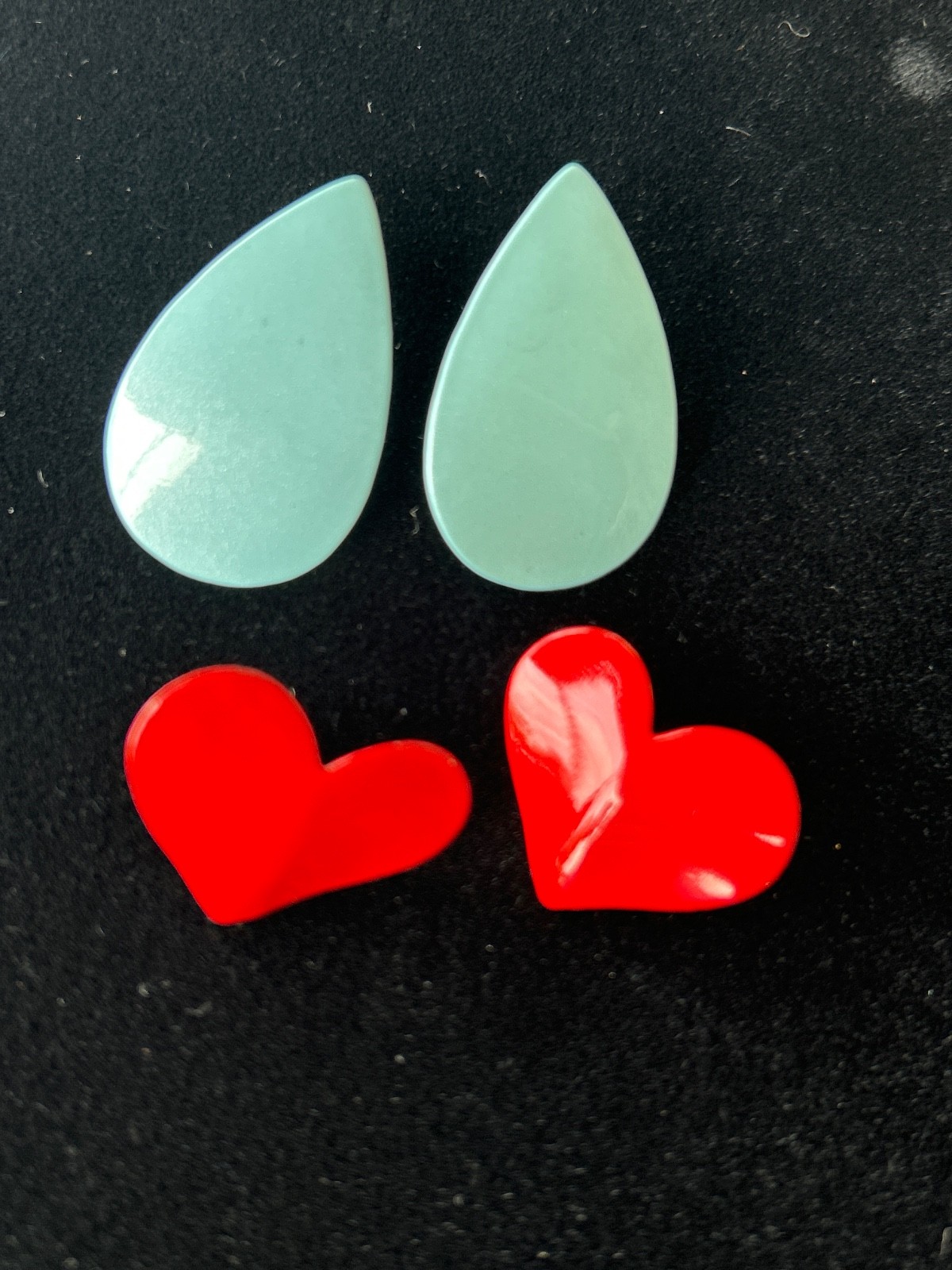 Vintage Earrings Lot 1980s Enamel Metal Plastic Pink Blue Red