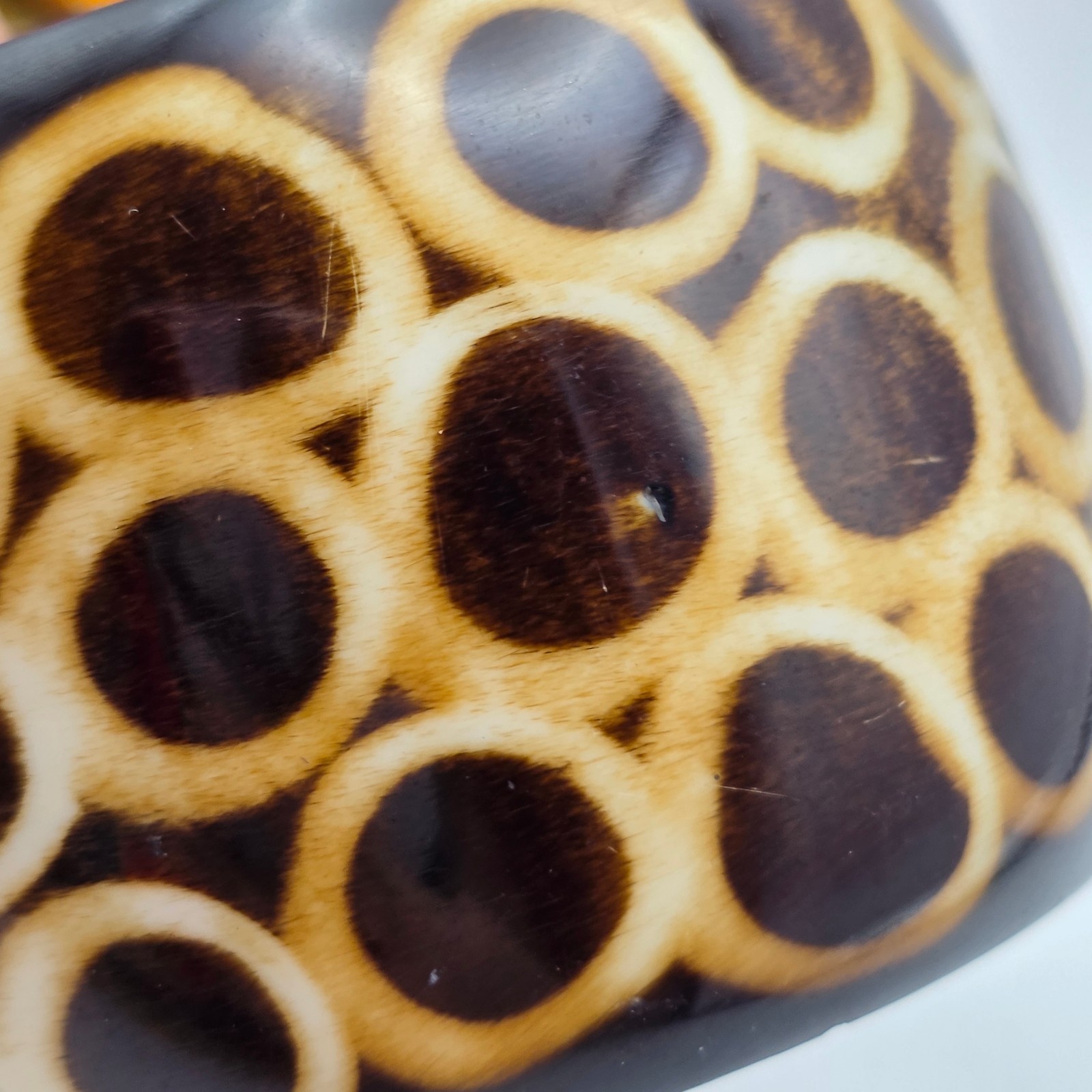 Brown Black Acrylic Bangle Bracelet 8 in Wide Chunky Statement Vintage