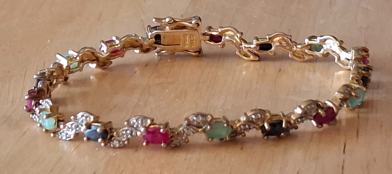 Vintage Jewelry Ross Simmons Gold Plated 925 Multi Gemstone Tennis Bracelet