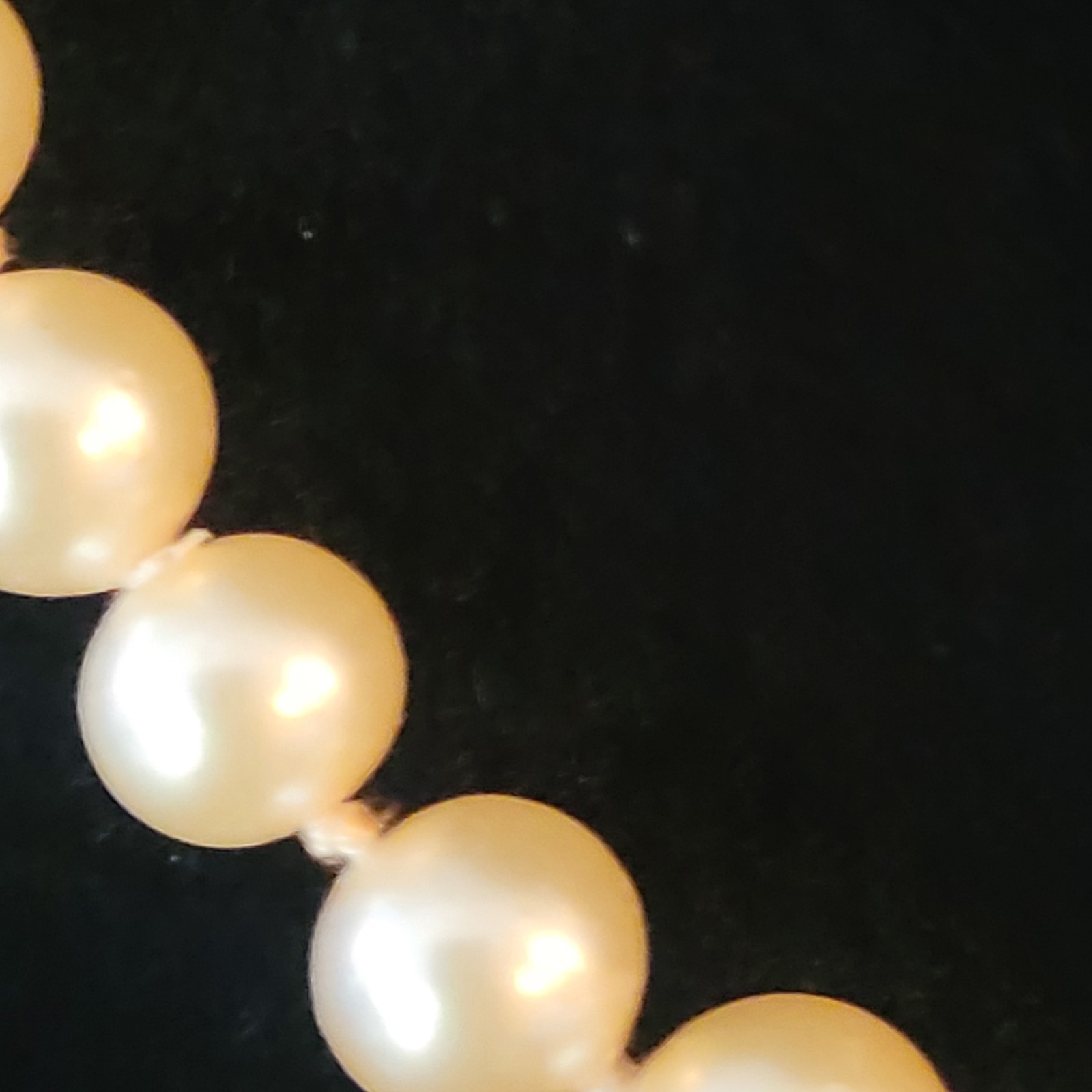 Vintage Faux Pearl Necklace Graduated Knotted Cream Pearl Choker 14″