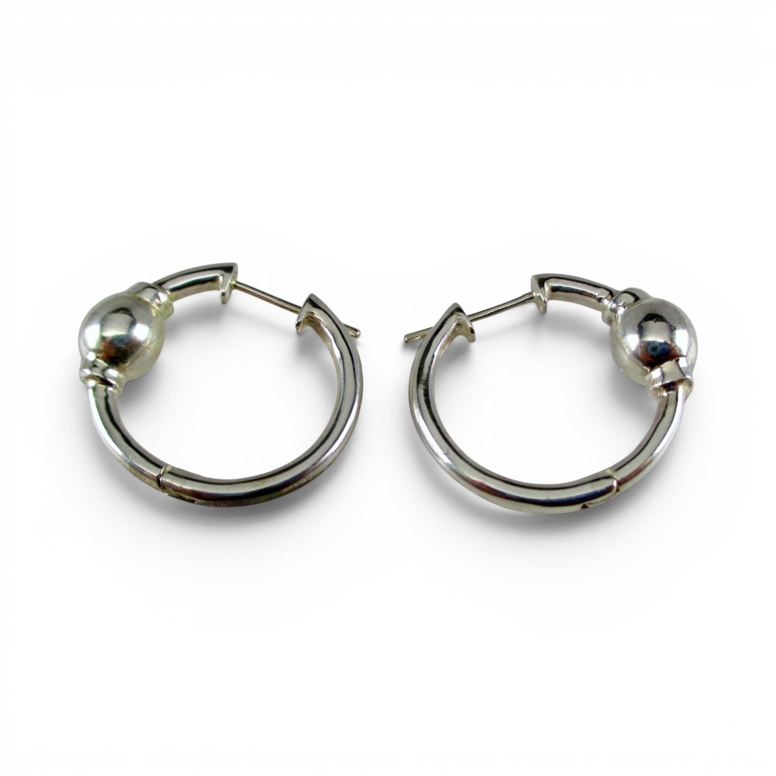 Sterling Silver ETERNITY EARRINGS Brown County Silver HINGED Modern BALL Post