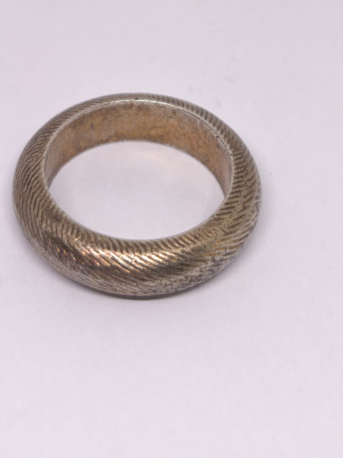 Vintage Sterling Silver 925 Wide Domed Band Ring Textured Unisex Statement Ring