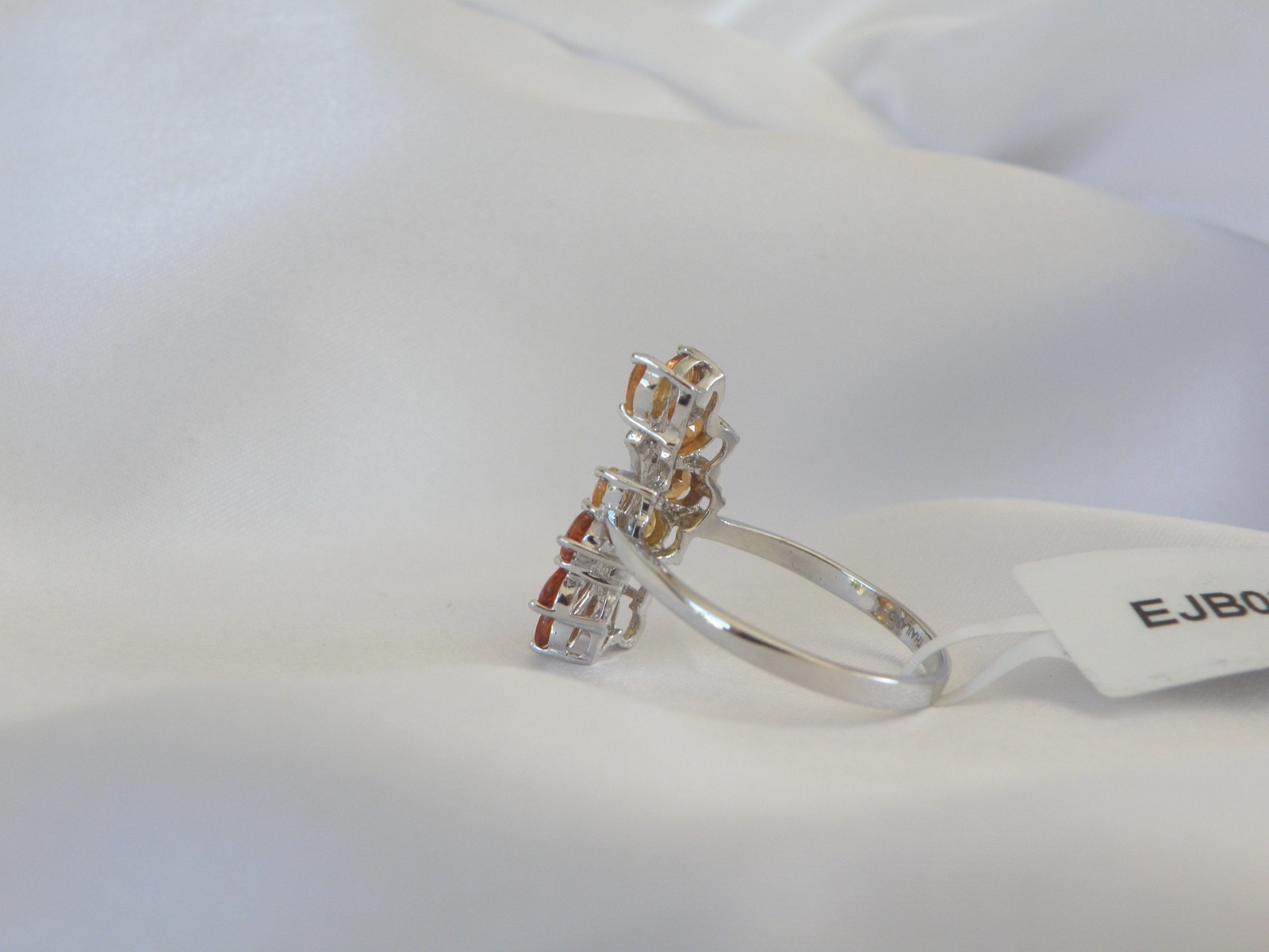 Designer Sterling Silver 925 Natural Mandarin Orange Garnet Ring Size 10