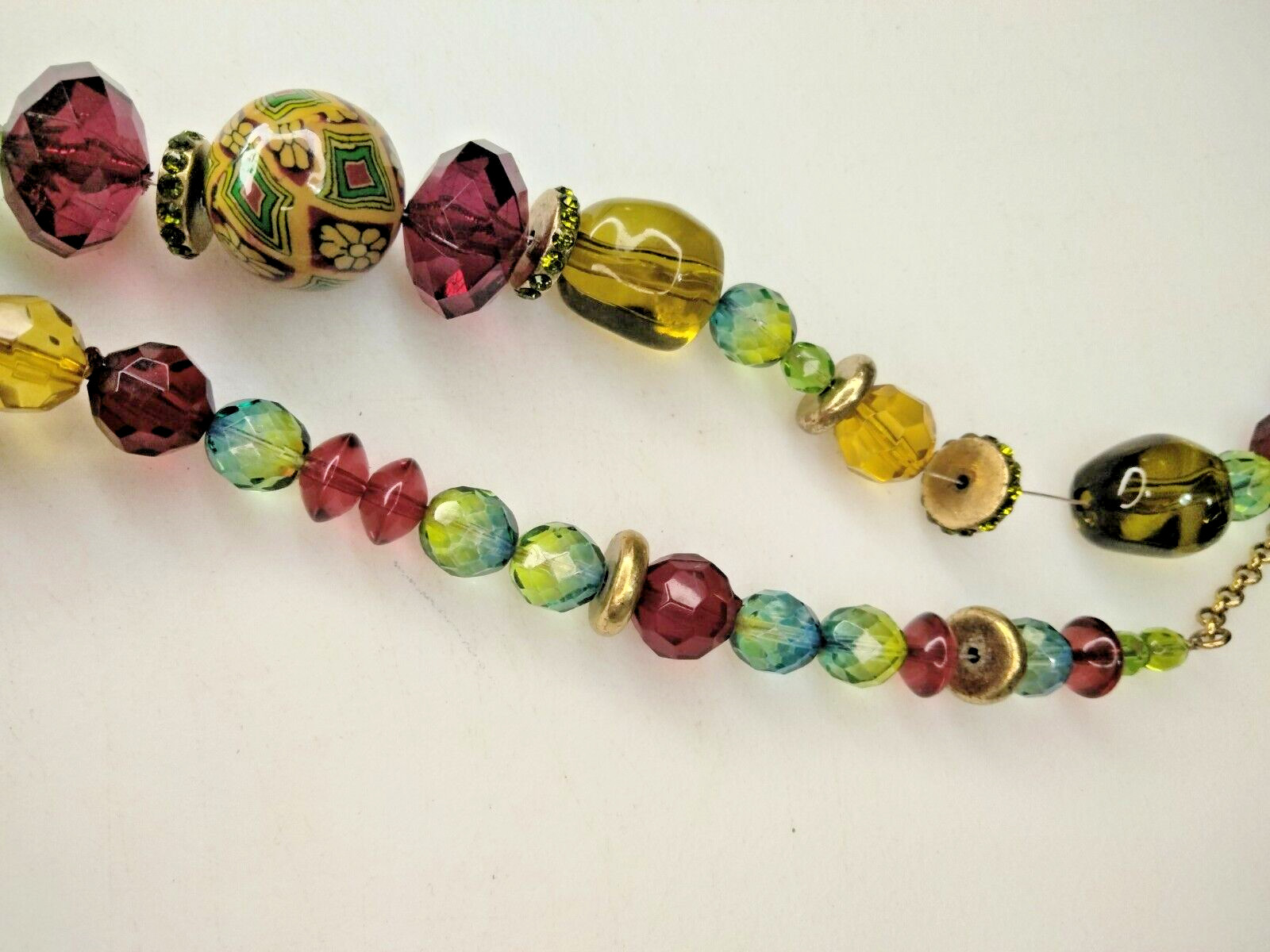 Beautiful Danish Design Pilgrim glass beaded necklace rhinestone gold spacer