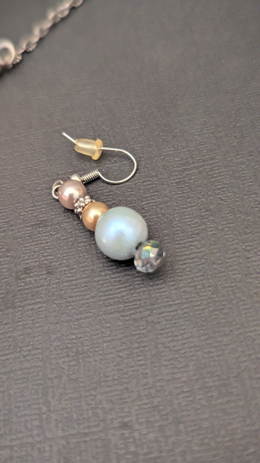 Vintage Light Blue Embossed Peacock Necklace – possibly Celluloid? With Earrings