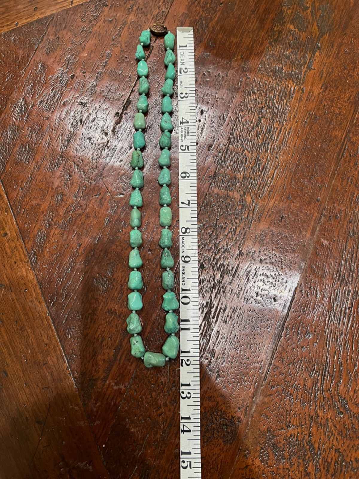 Vintage Turquoise Chinese Export Necklace with Silver Filigree Clasp 24″ 89g