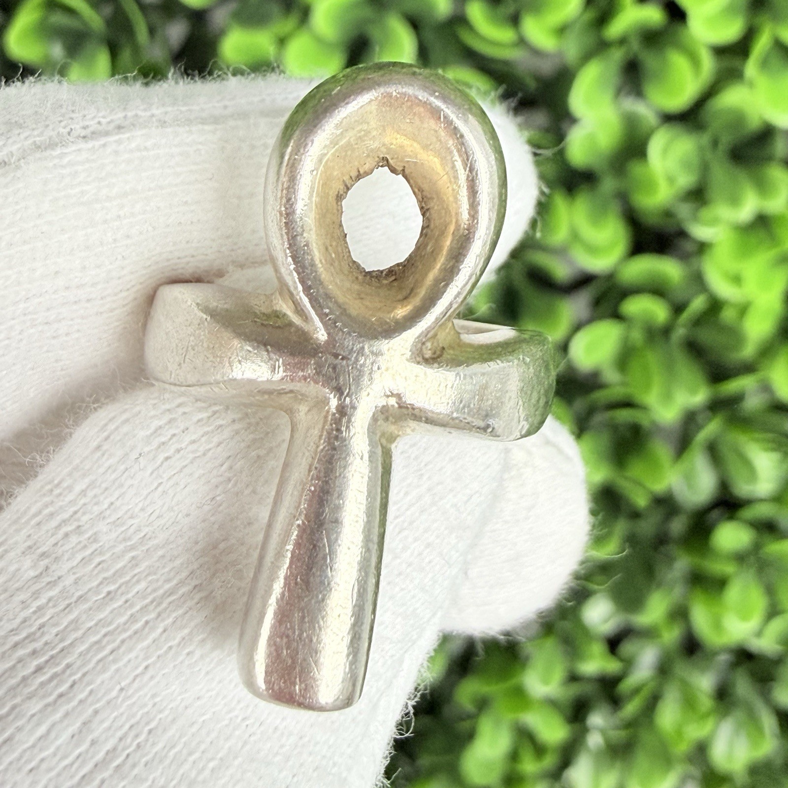 Vintage Sterling Silver Mexico Modernist Nile Cross Ankh Key of Life Ring 5.5