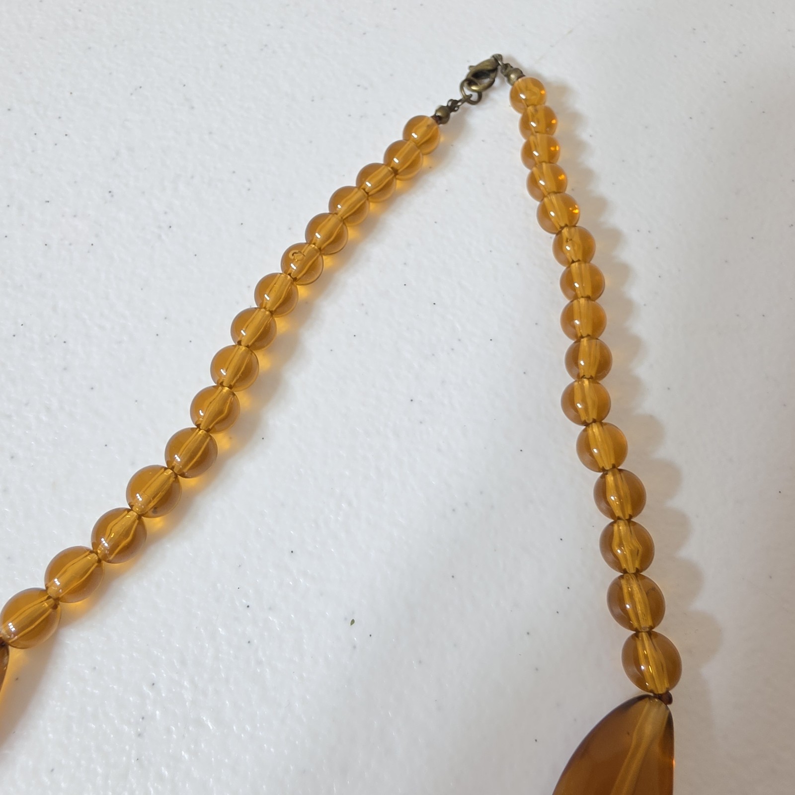 Vintage Earthy Brown Swirl Forest Green Bead Opera Length Necklace 35.5″
