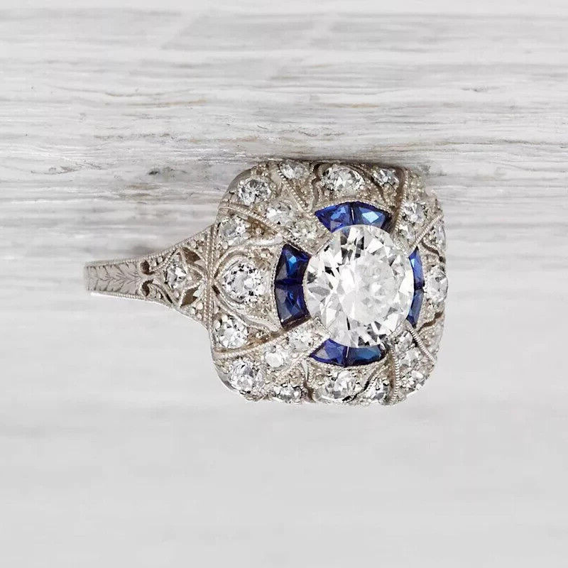 2.85Ct Art Deco Vintage Lab Created Diamond Engagement 14K White Gold FN Ring