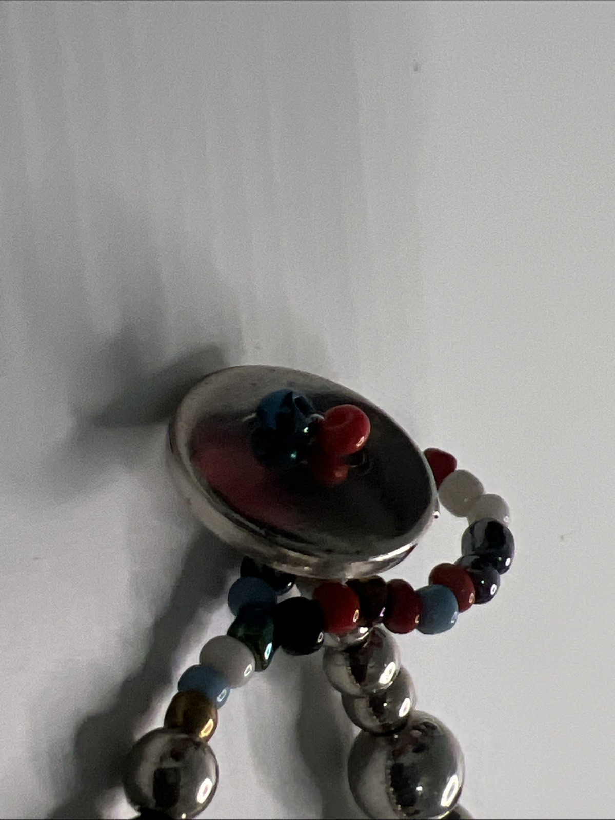 Multicolored Bead Multi Strand Statement Silver Tone Necklace Bracelet Set