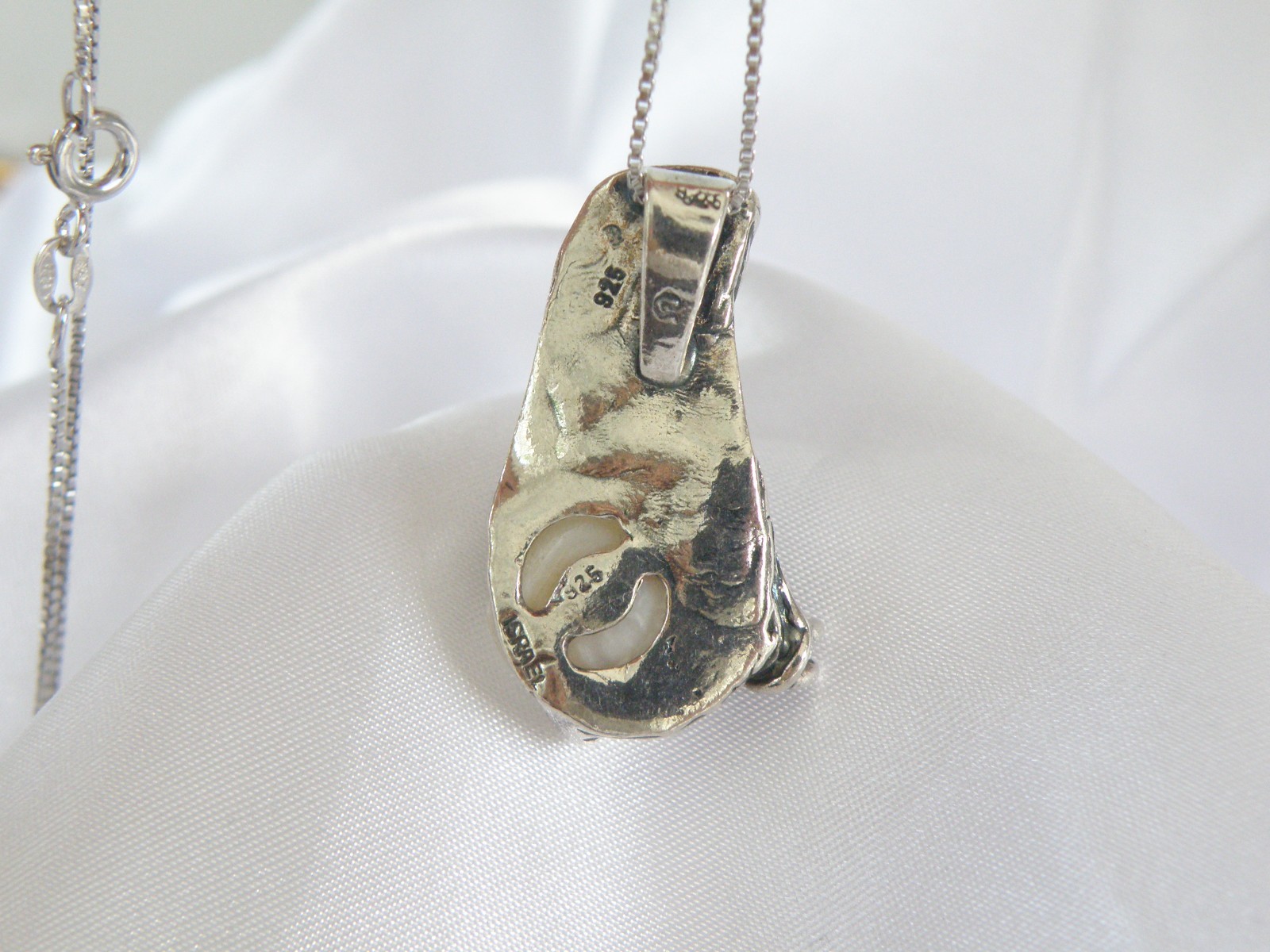 Brutalist Sterling Silver 925 Baroque Pearl Modernist Pendant Necklace