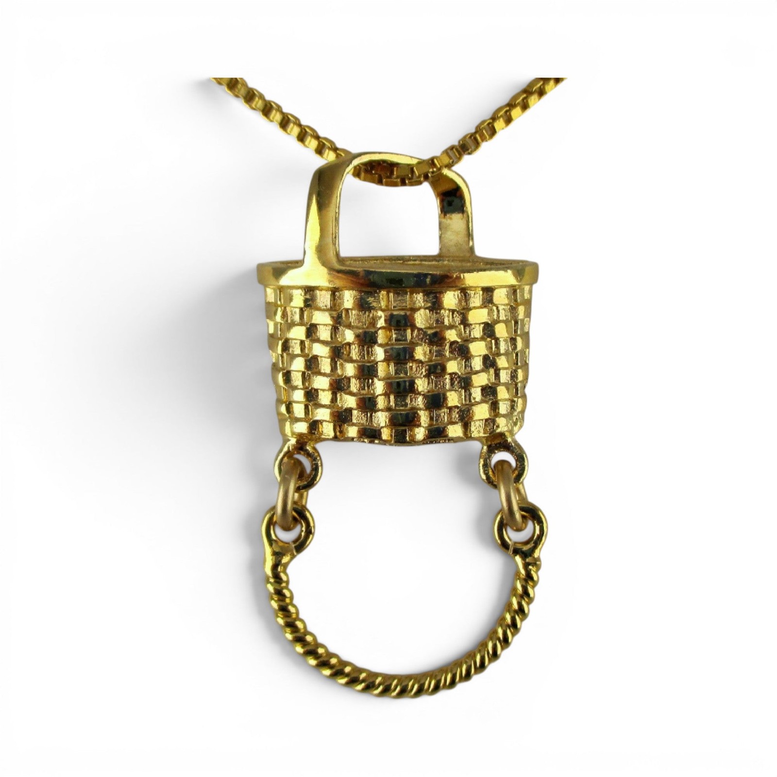 Sterling Silver Gold Vermeil Woven Basket Charm Holder Pendant Brown County