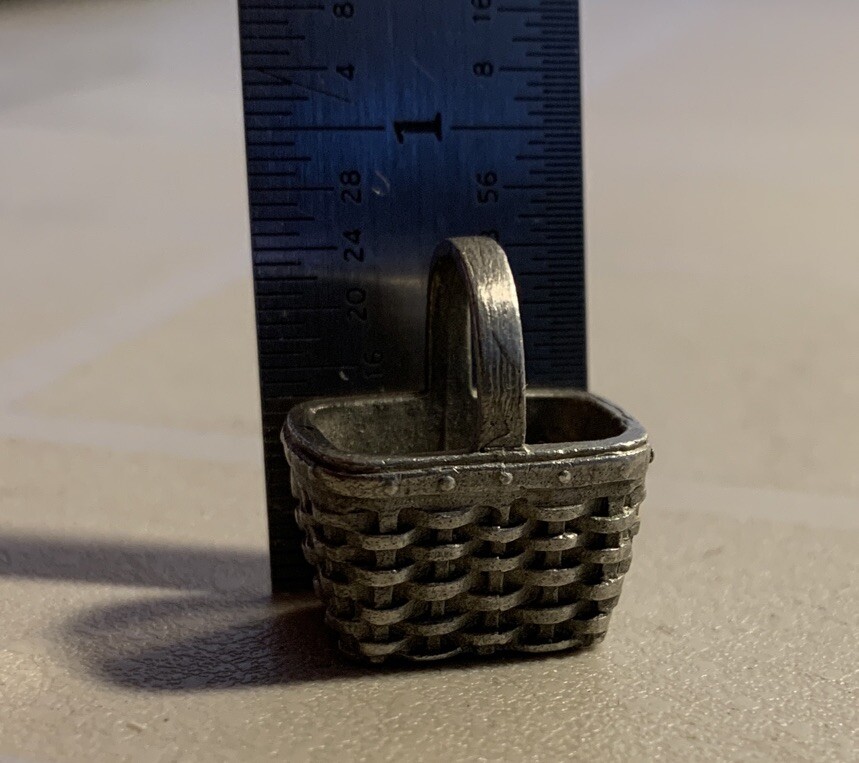 Longaberger Mini Basket Pewter Charm Or Pendant Miniature Decor Trinket