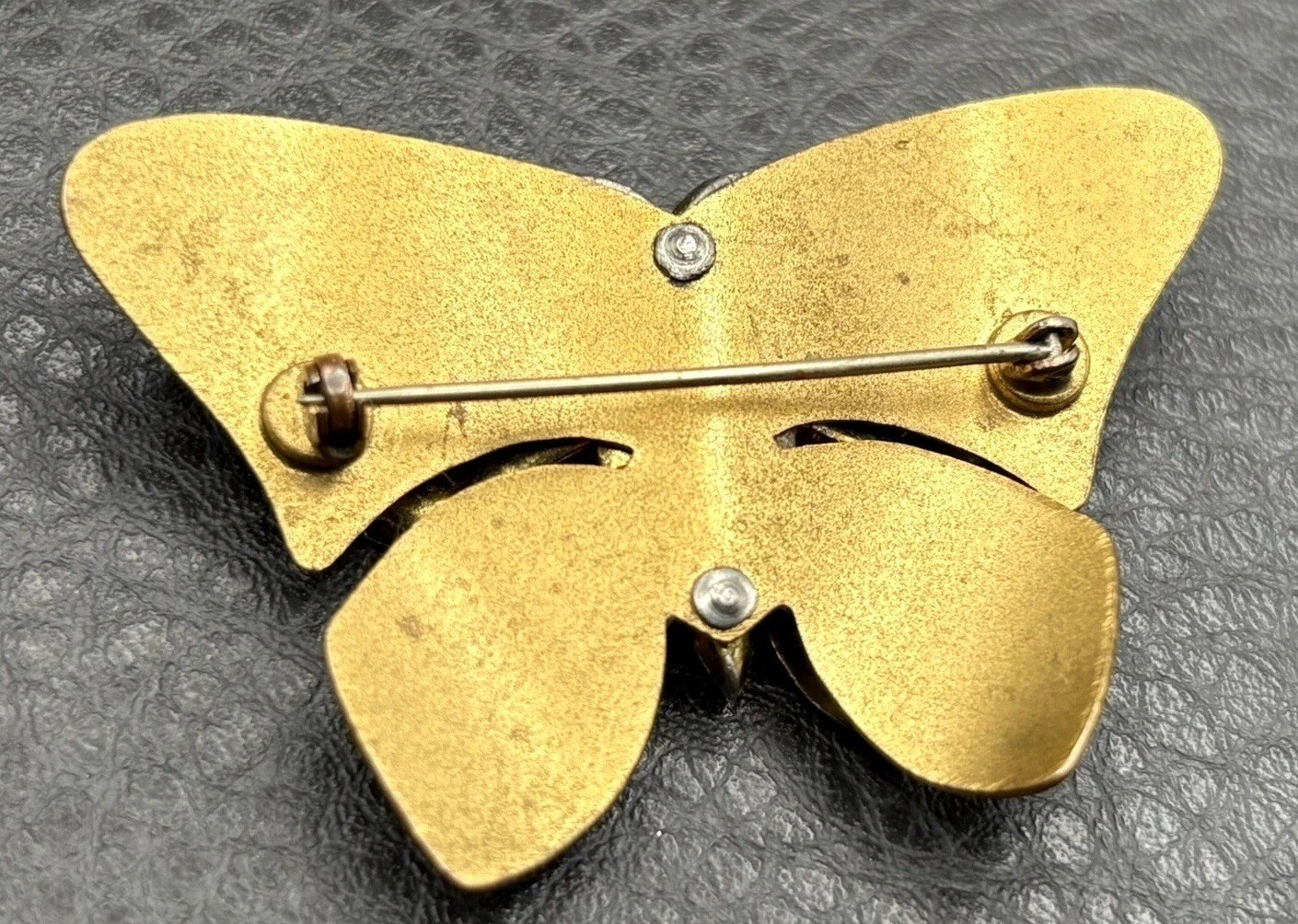 Vintage Gold Tone Butterfly Brooch Multicolor Crystal Rhinestone Pin Fruit Salad
