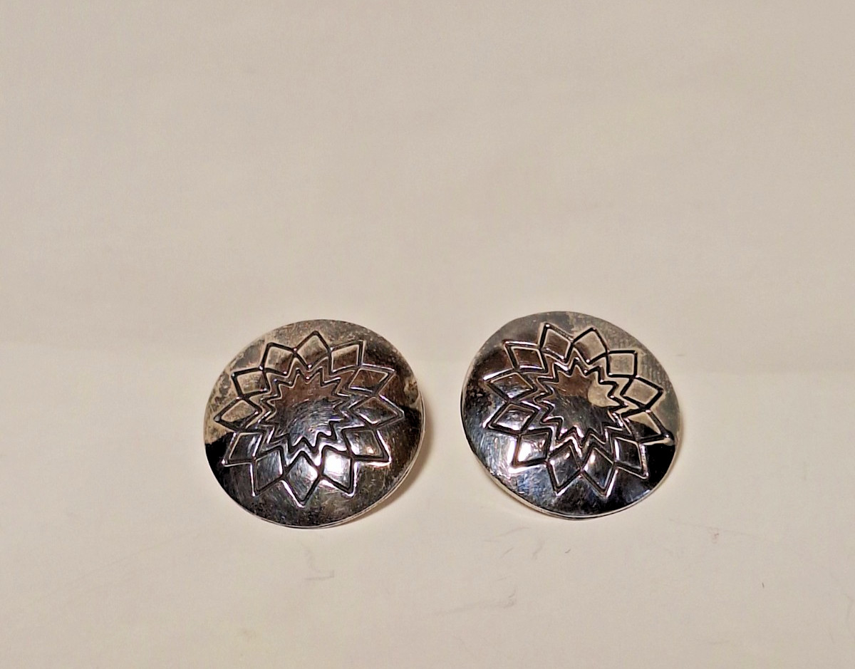 Vintage Van Horne Sterling Silver Starburst Clip-on Earrings