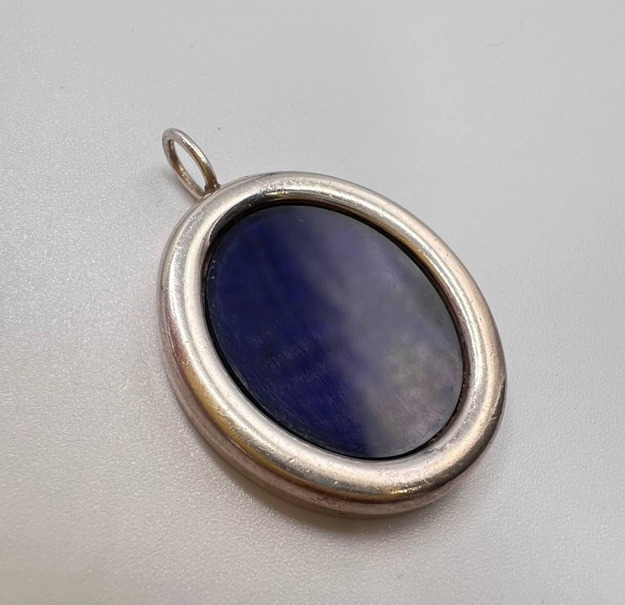 Vintage Sterling Silver 925 Pendant with Blue Fluorite Quartz Adult Unisex Gift