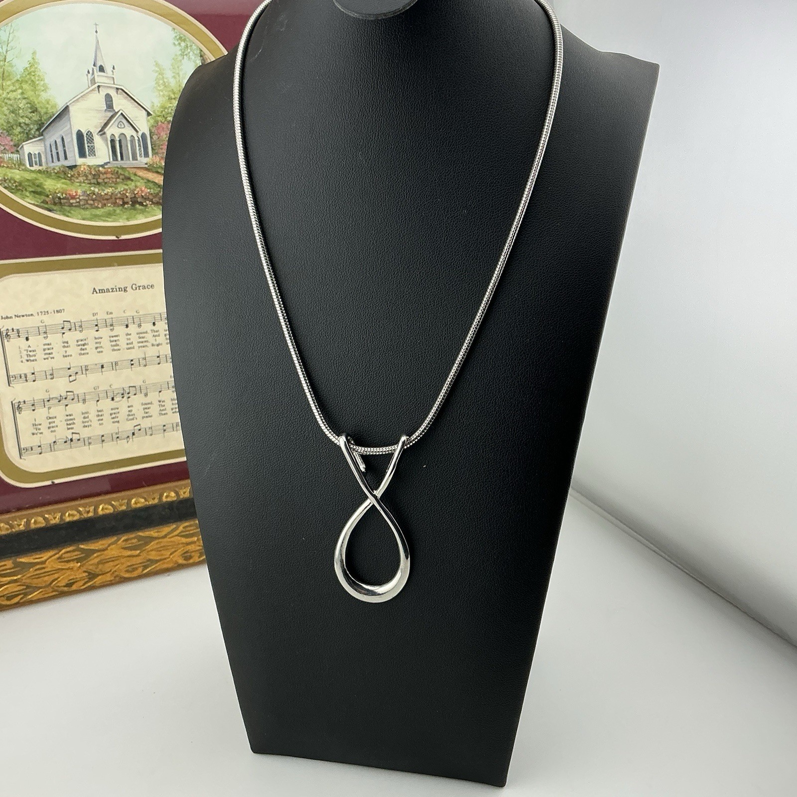 Modernist Necklace SilverT Sleek Minimalist Streamlined 16-19” Weighs 22 Grams