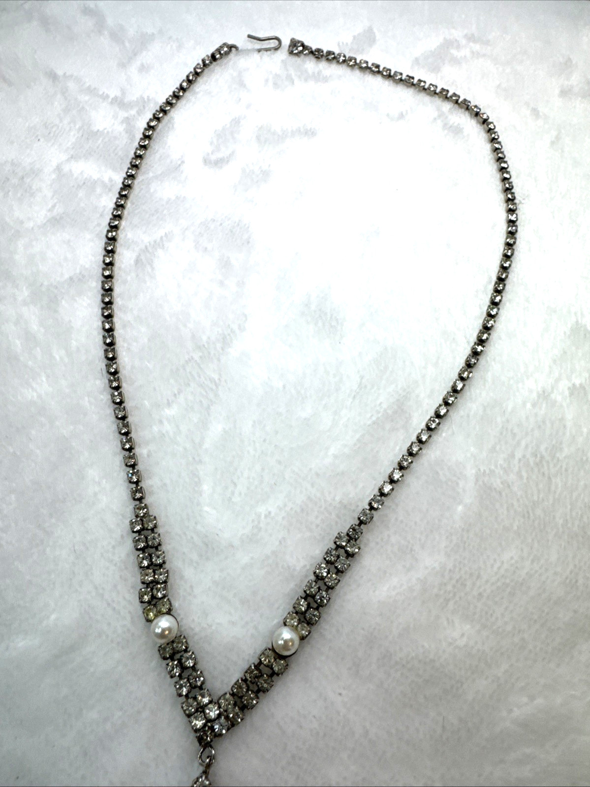 victorian Revival Necklace rhinestone faux pearl MCM Modernist coquette Sweet