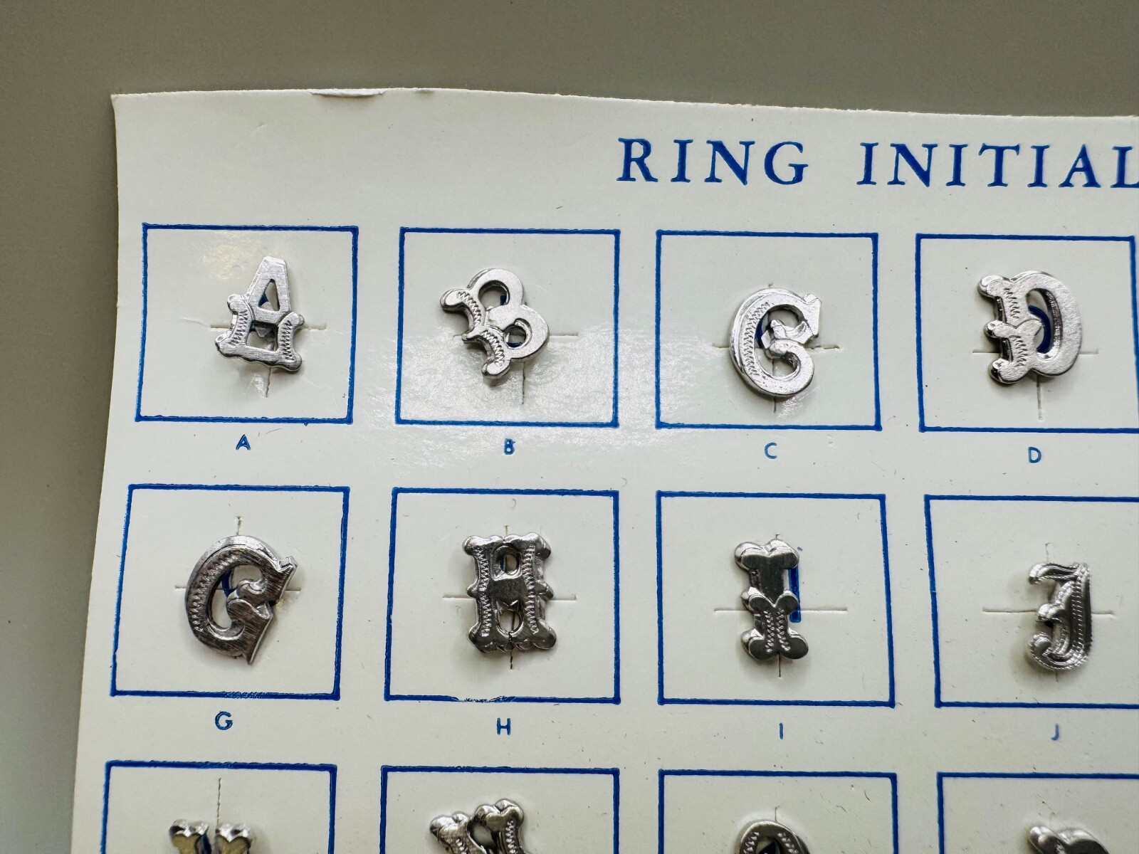 Art Deco Sterling Signet Initial Letter Monogram Emblem for Ring Making NOS A-Z