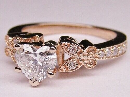 Art Deco Antique Vintage 2.20 Ct White Diamond Wedding Ring Set 14K Rose Gold FN