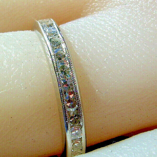Original EARTH MINED DIAMOND Deco Wedding Band Eternity Anniversary Ring Size 5