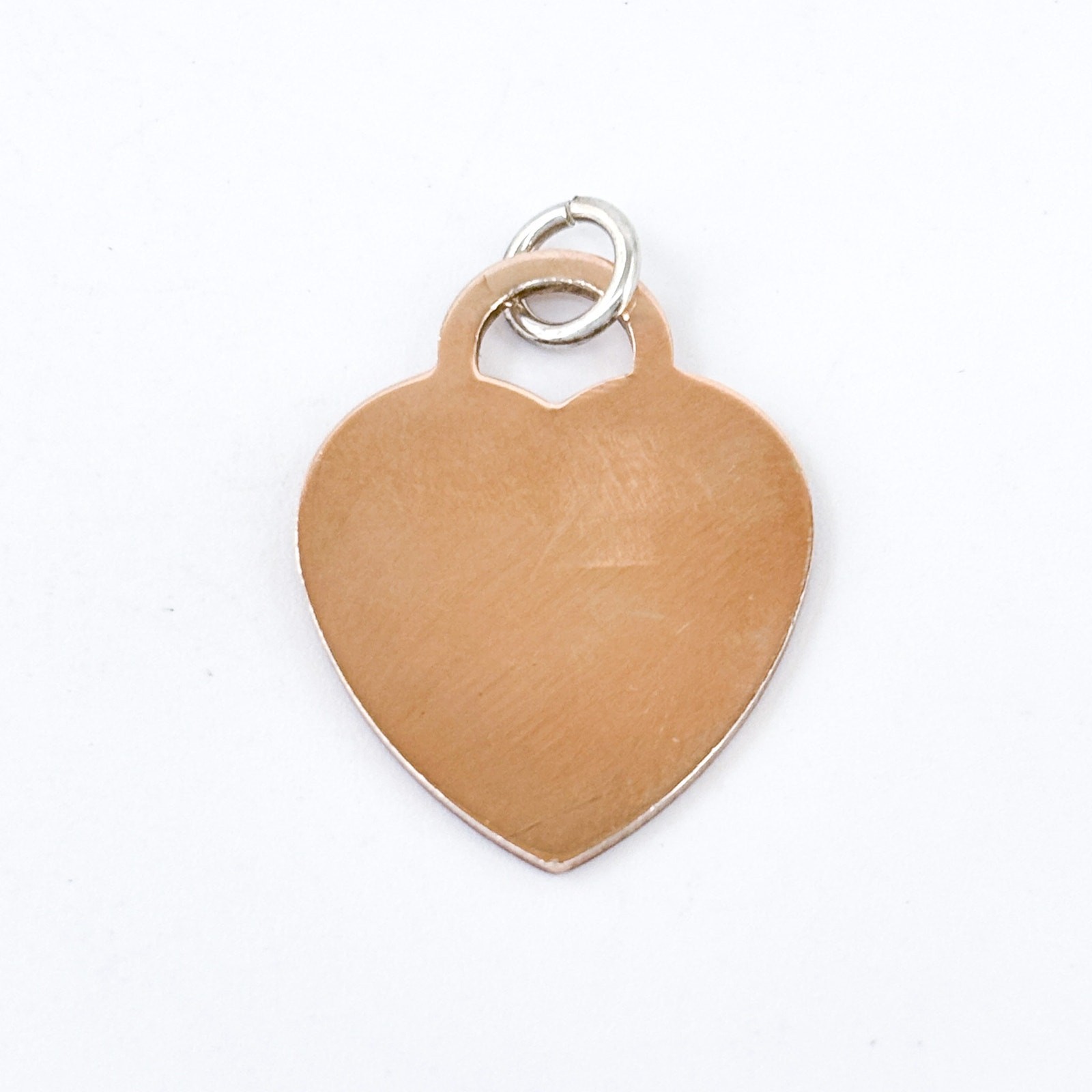 Vintage Sterling Silver 925 Rose Gold Tone Engravable Heart Dog Tag Charm