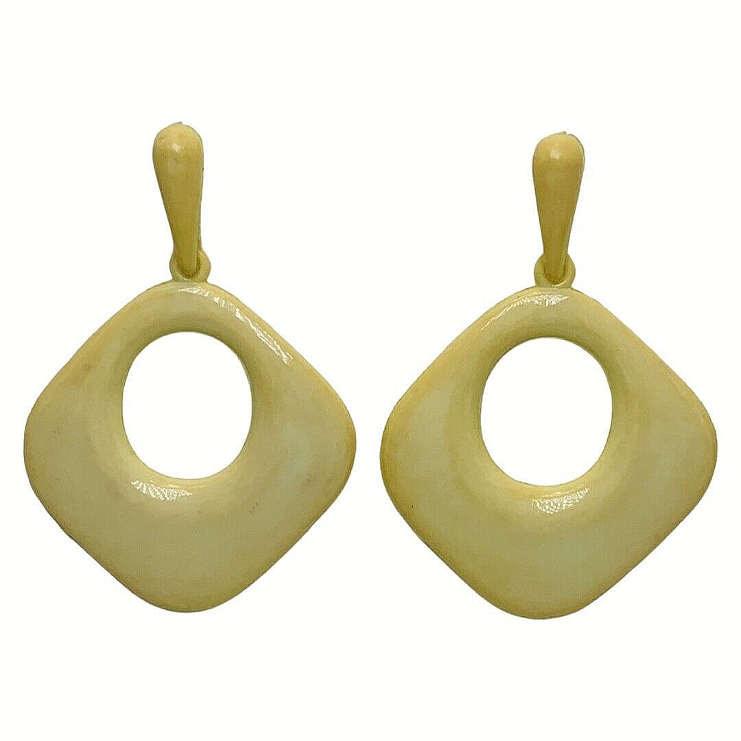 Yellow Door Knocker Earrings 2.5″ 80s Punk Trendy Madonna Unique