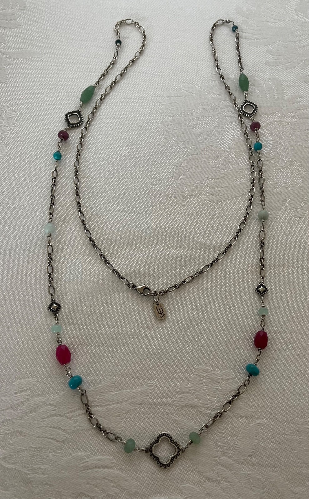 Rare & Retired JAMES AVERY 42″ Sterling Silver & Gemstones KALEIDOSCOPE Necklace