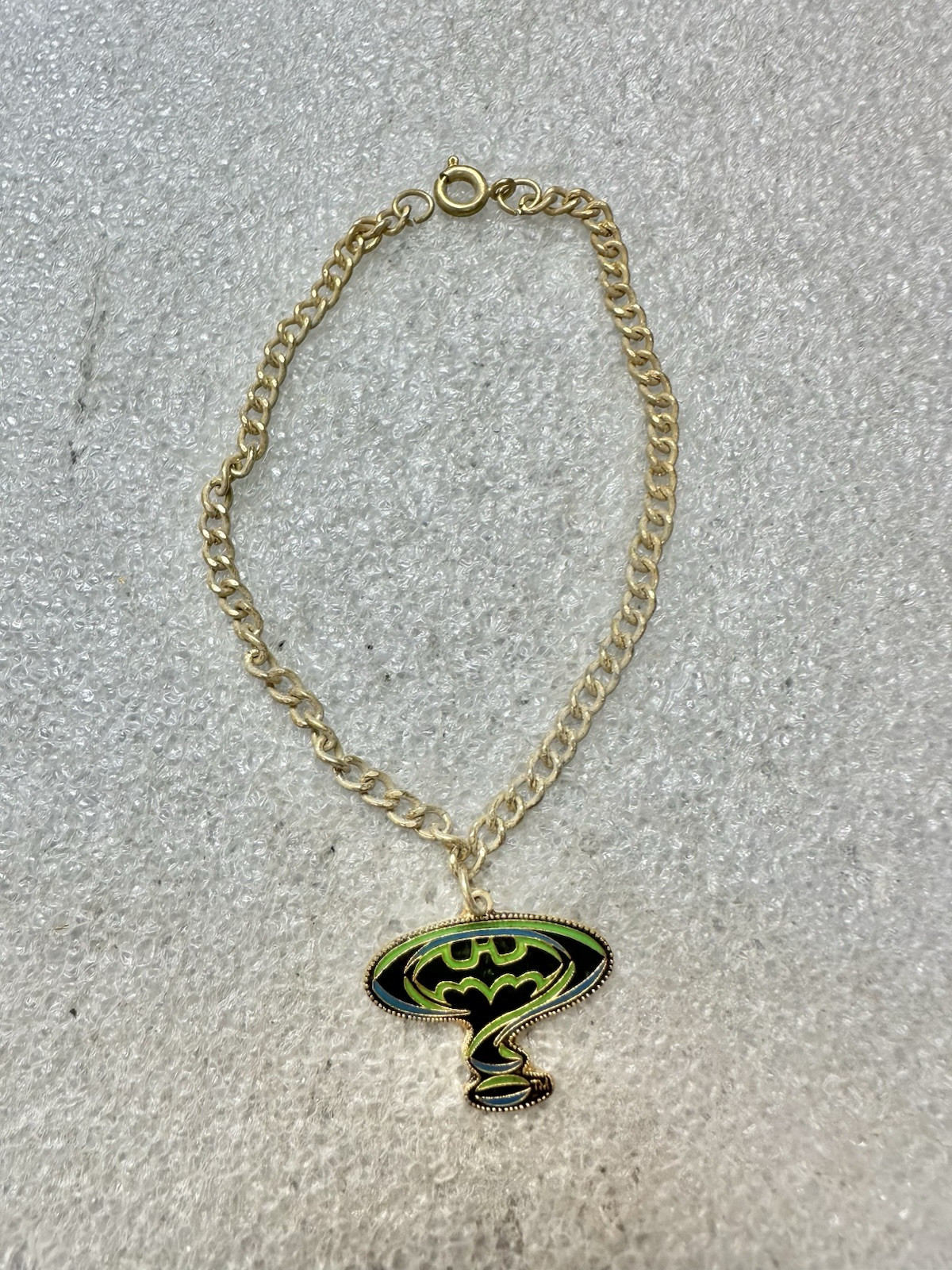 VTG 1994 Dc Comics BATMAN Forever Golden Charm Bracelet 7.5”