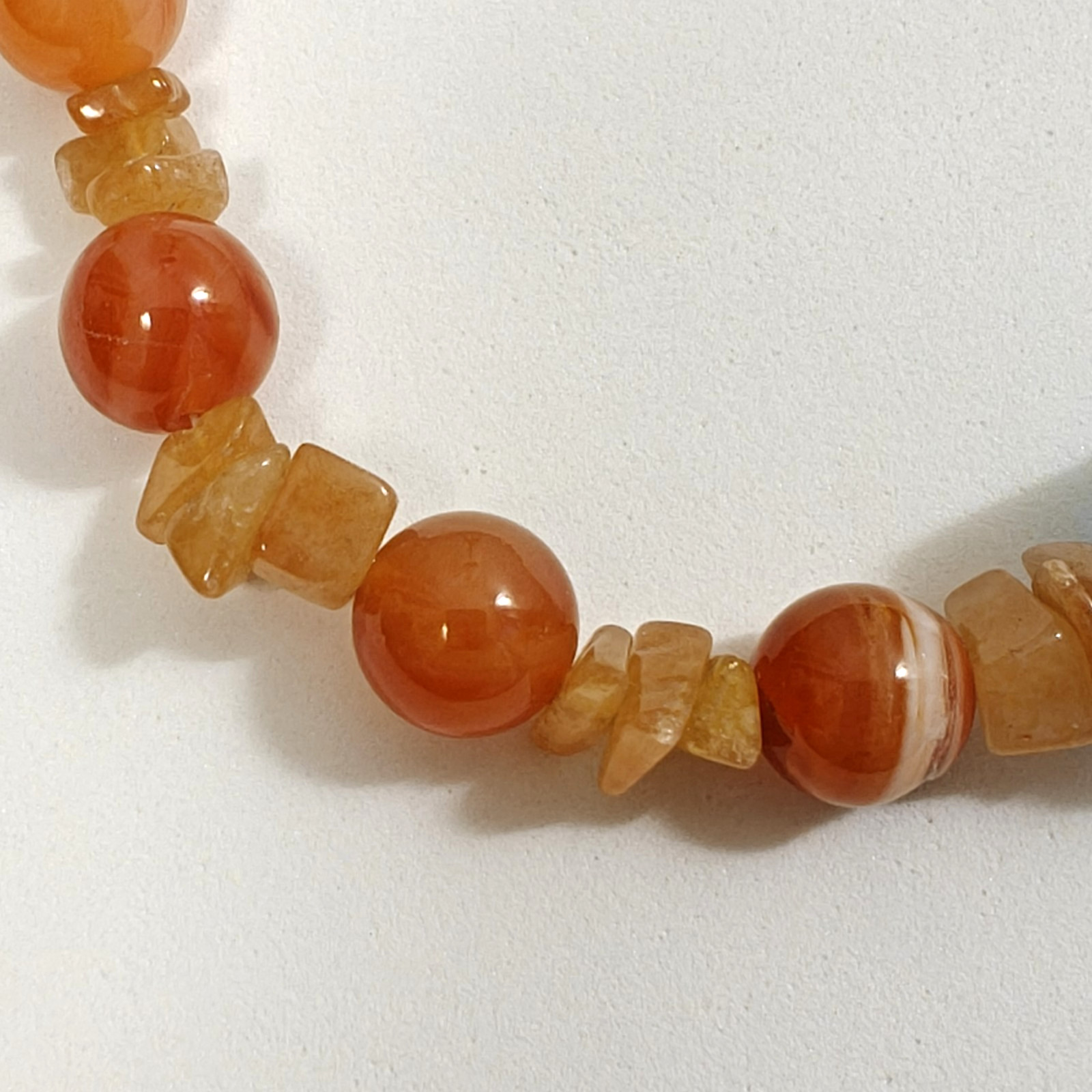 Vintage Lot of Two Beaded Necklaces Green Orange Coral Stones 17″ – 18″ Long