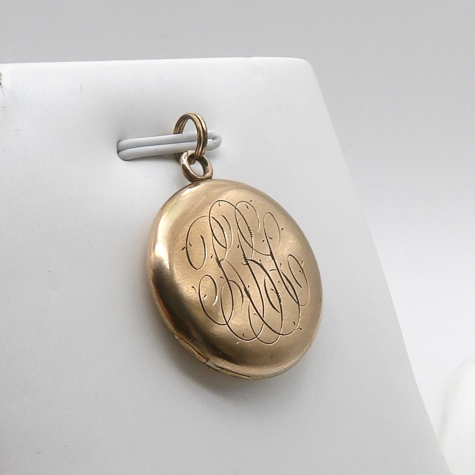 Antique 14k Gold Shell Photo Locket Charm Pendant RBC Old Pictures Inside W&Hco