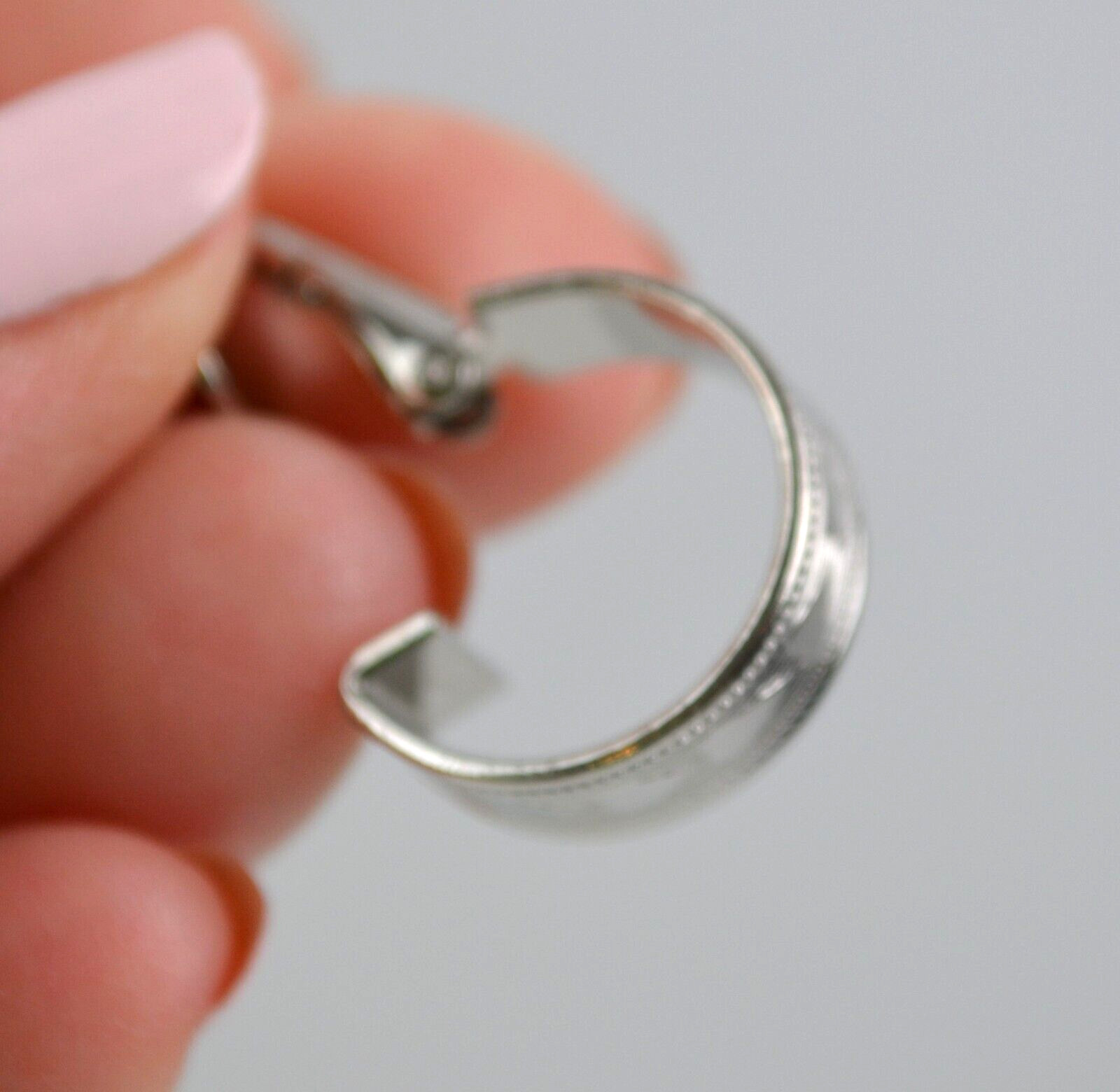 Vintage Silver Tone Clip On Hoop Earrings with Hearts .75″