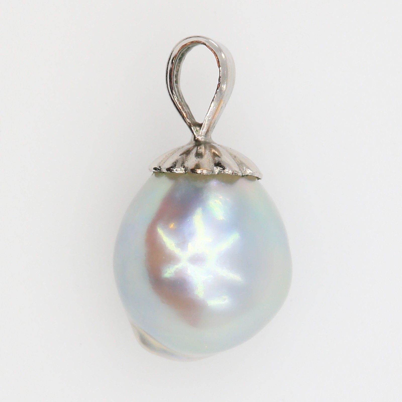 Vintage Baroque Pearl Pendant Iridescent Luster Fluted 1/20th 12K GF Cap