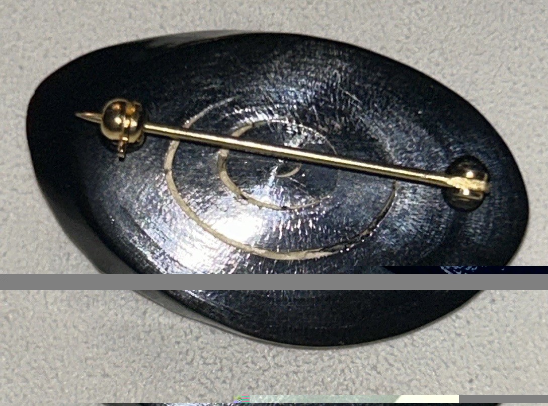 Vintage Maui Divers Black Coral & Pearl 12KT GF Inlay MCM Modernist Brooch 60’s