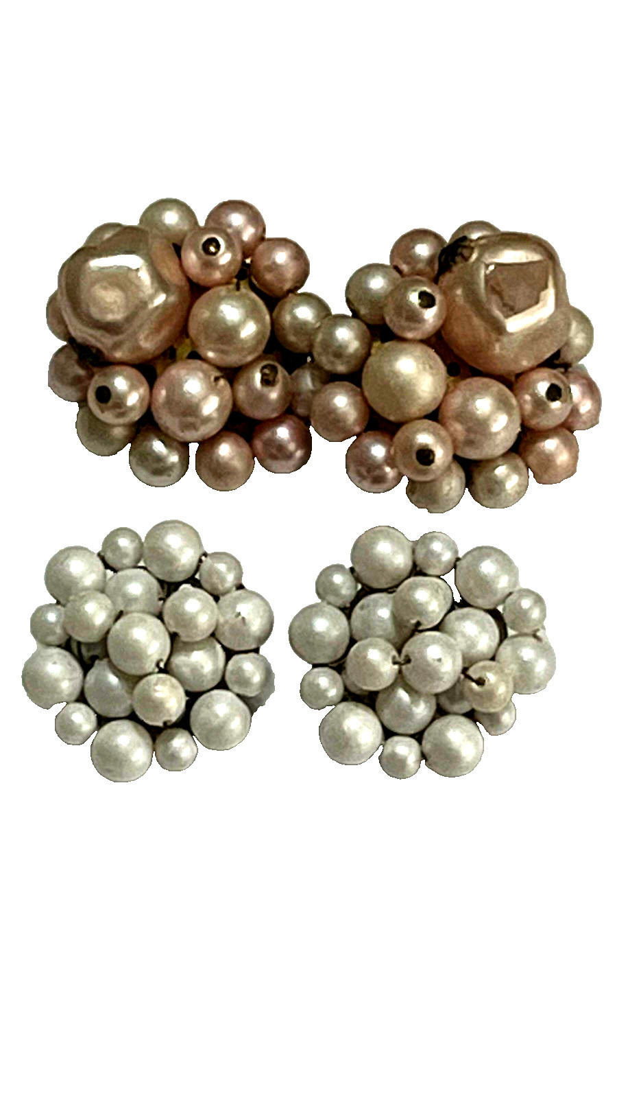 Vintage 10 Pairs Clip Earrings 6 Signed Japan & Hong Kong + Rhinestones # 112