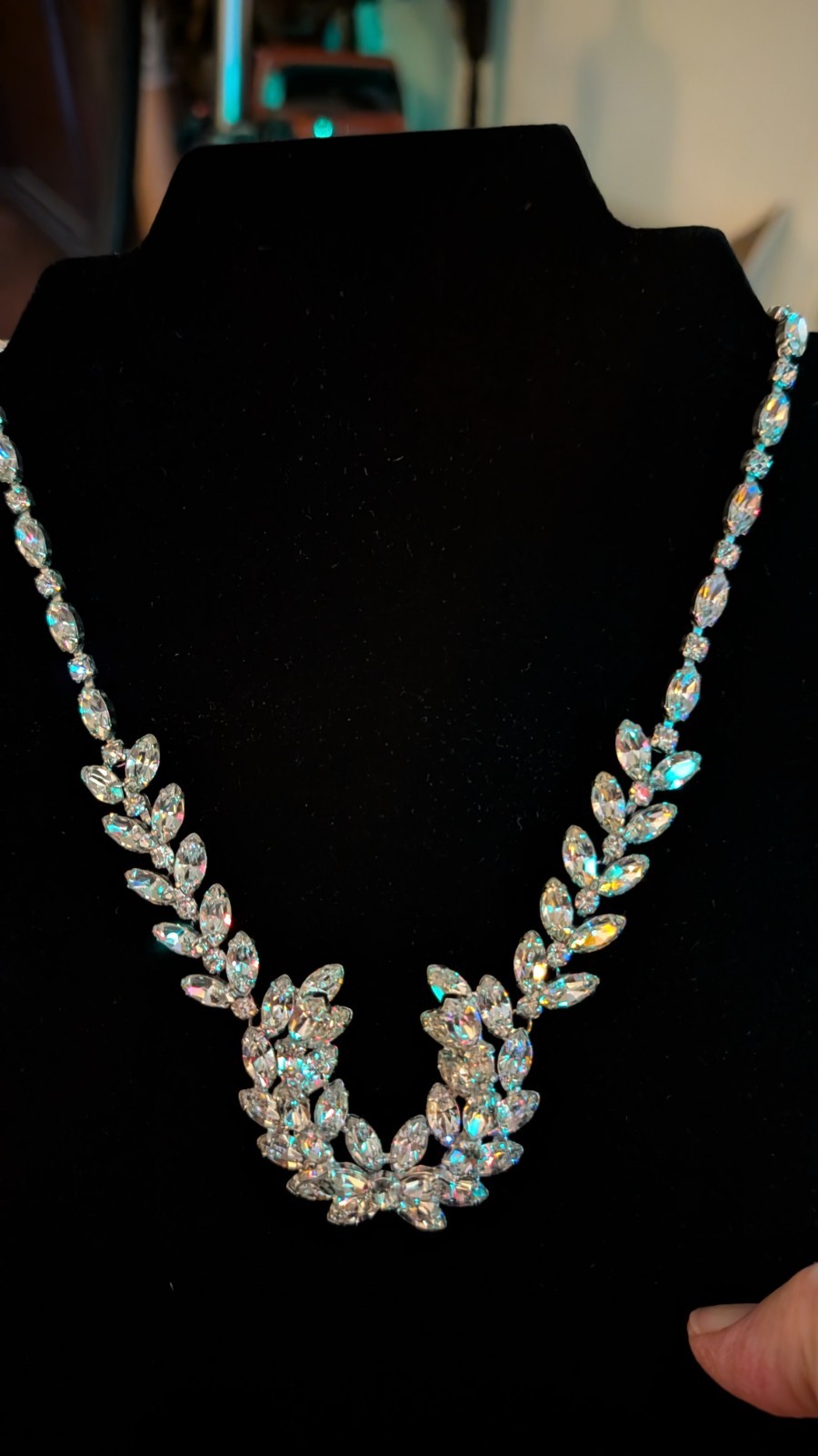 Fabulous vintage CHRISTIAN DIOR by KRAMER rhinestone adjust. statement necklace