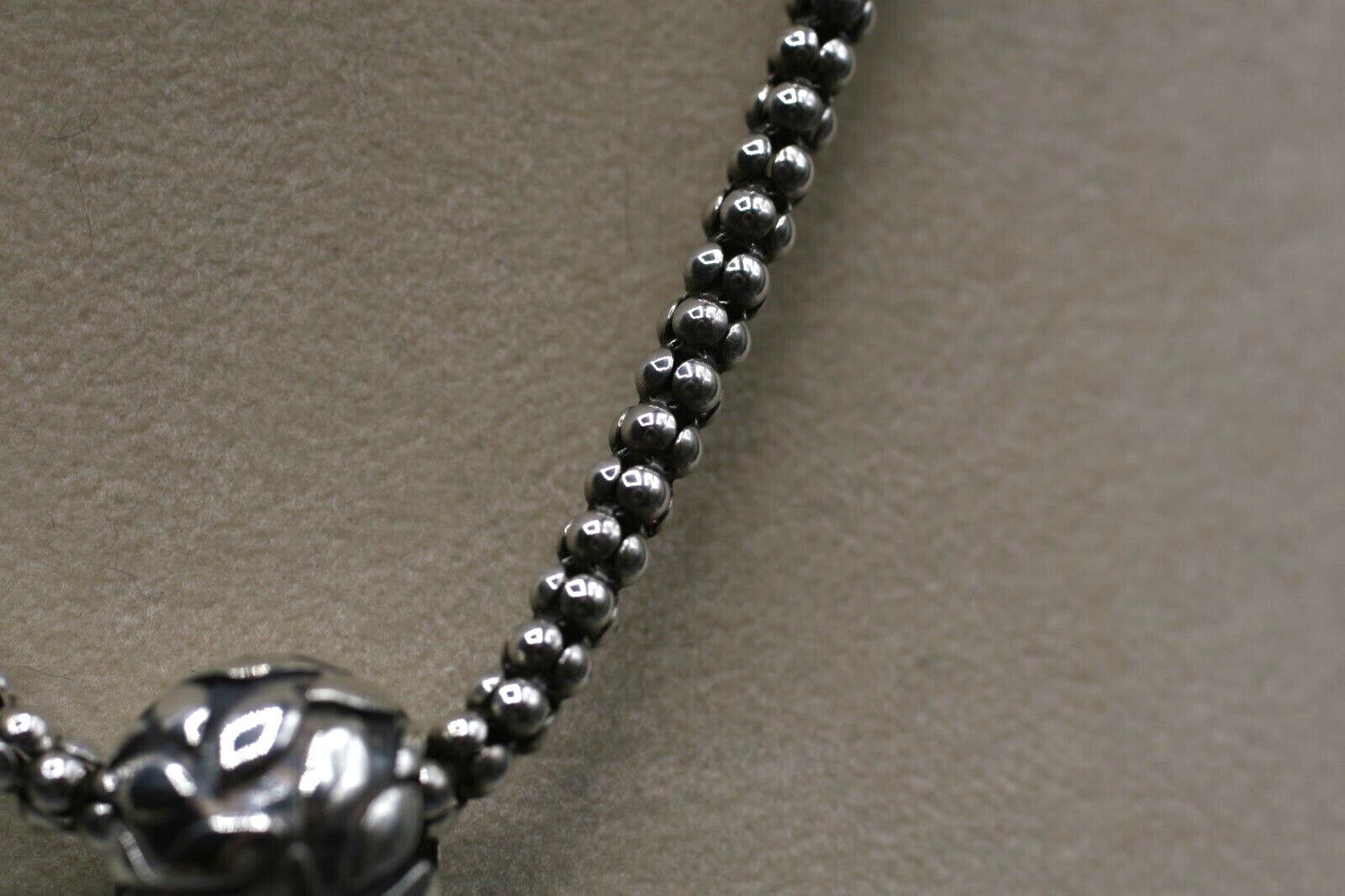 RARE SILPADA STERLING SILVER HEAVY ORNATE BALL SLIDE SNAKE CHAIN NECKLACE S5