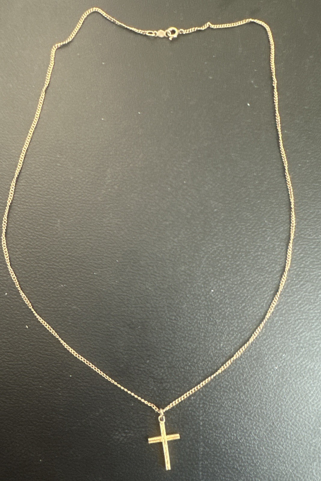 Vtg 1/20 12k GF Marked Cross Pendant & Chain Necklace, 1 / 20th 12 K Gold Filled
