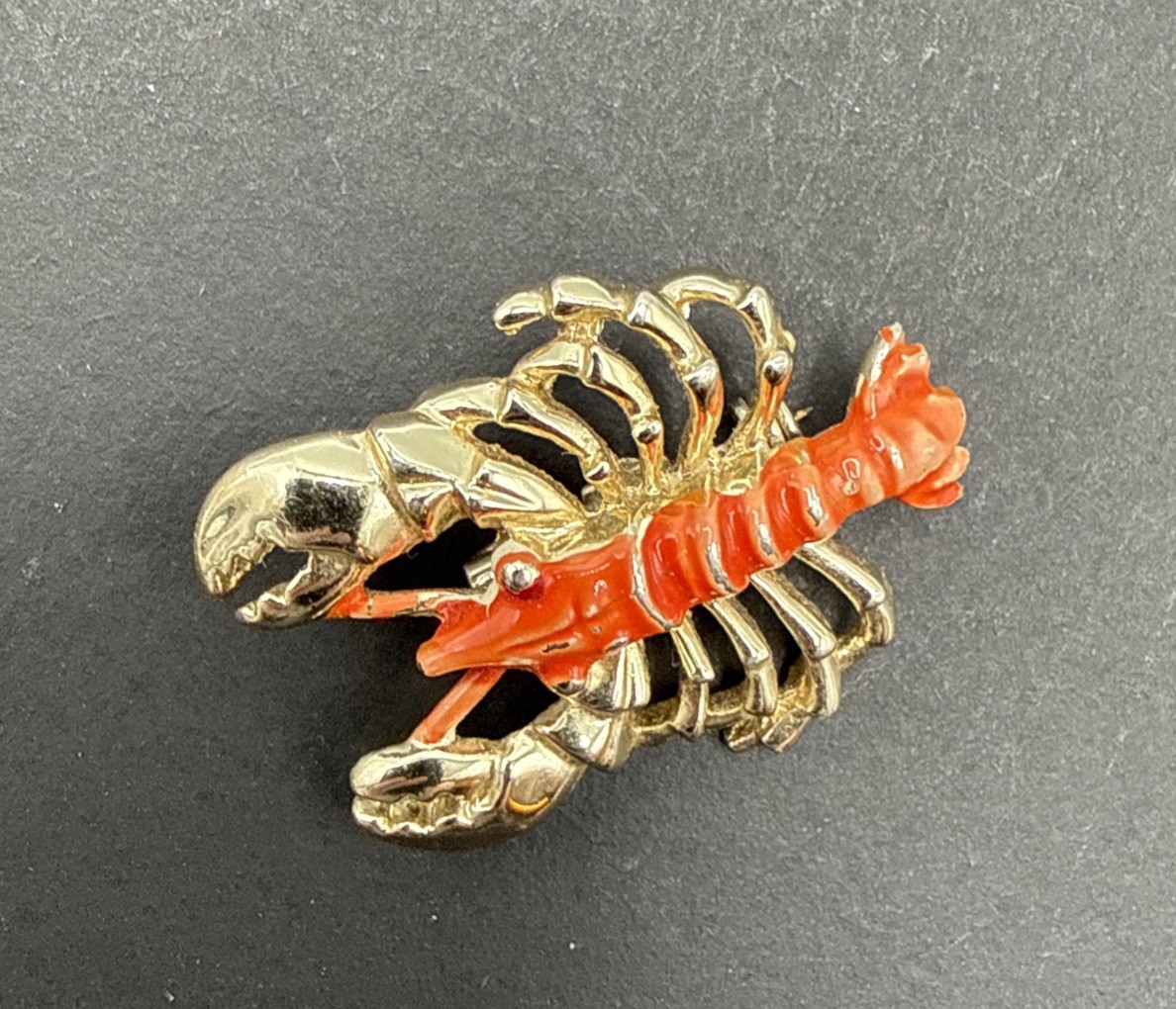 Vintage Lobster Brooch Pin B44a