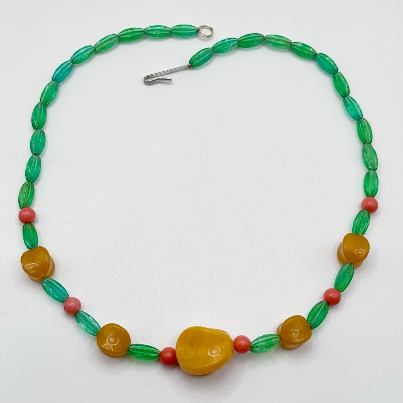 Vintage Multicolor Plastic Bead Necklace Fruit Theme 16” 19” Set Of 2 Read